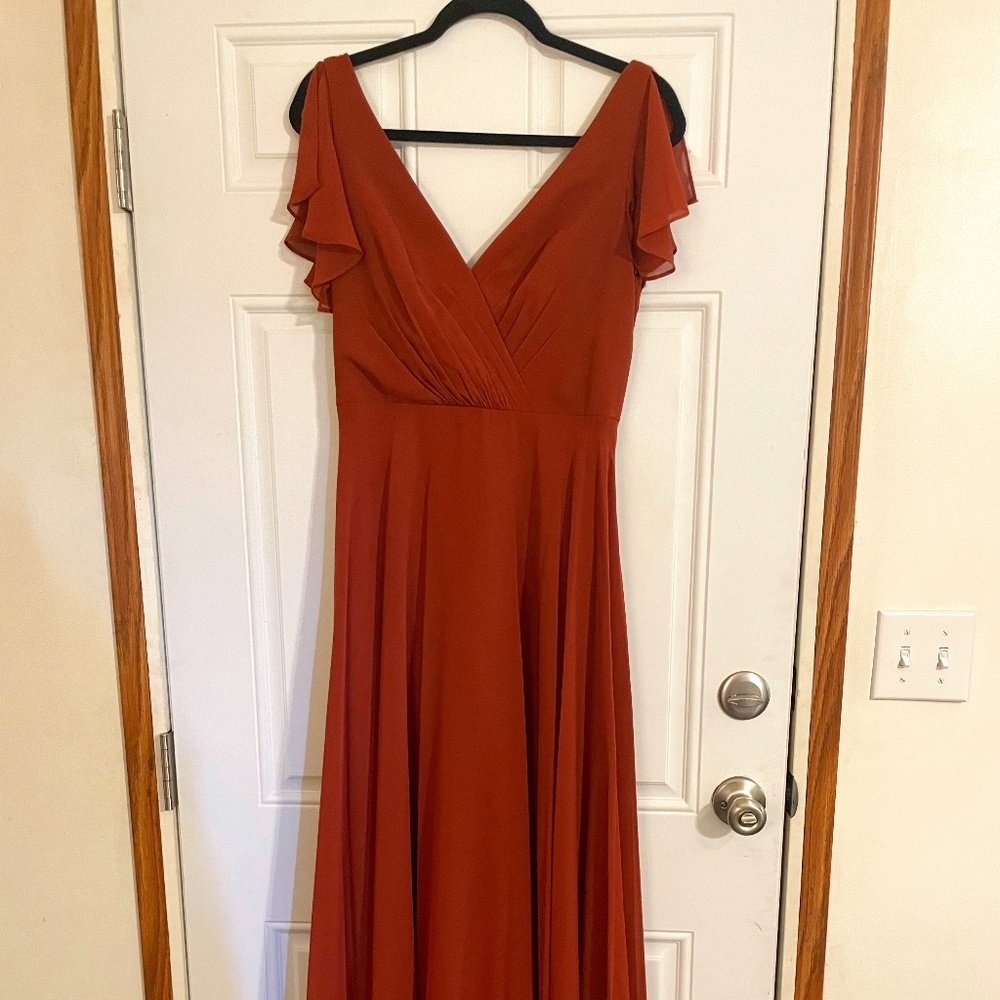 David's Bridal Rust bridesmaid dress 2